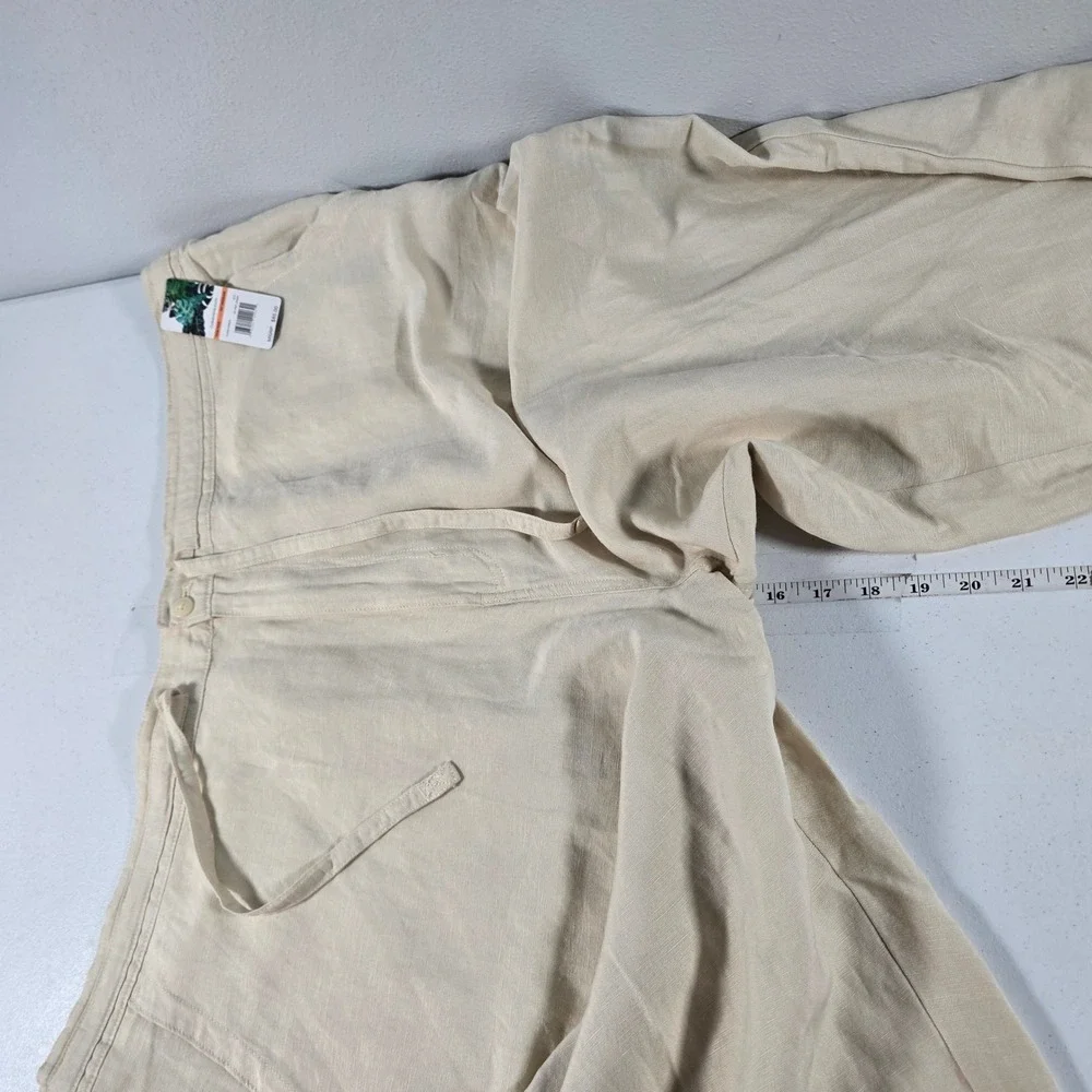 Cubavera Mens 3XB Linen Blend Drawstring Pants Silver Lining Beige CUBSC03BDS